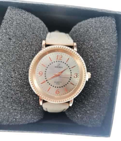 MIEKA rose gold/silver face with grey strap fashion watch