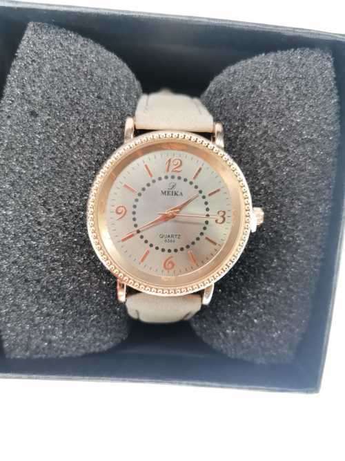 MIEKA rose gold/silver face with grey strap fashion watch