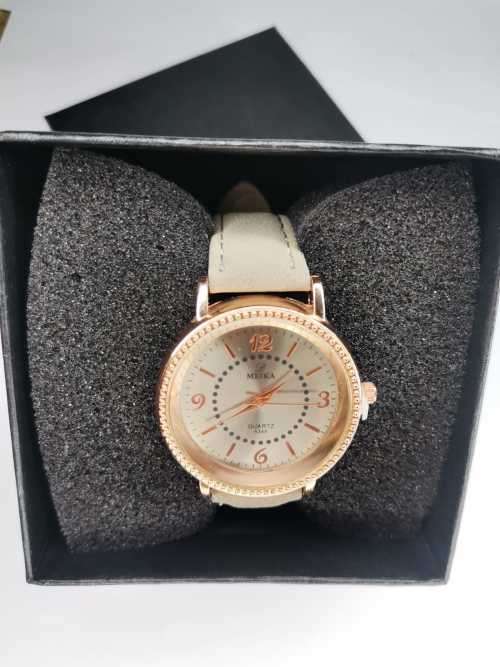 MIEKA rose gold/silver face with grey strap fashion watch