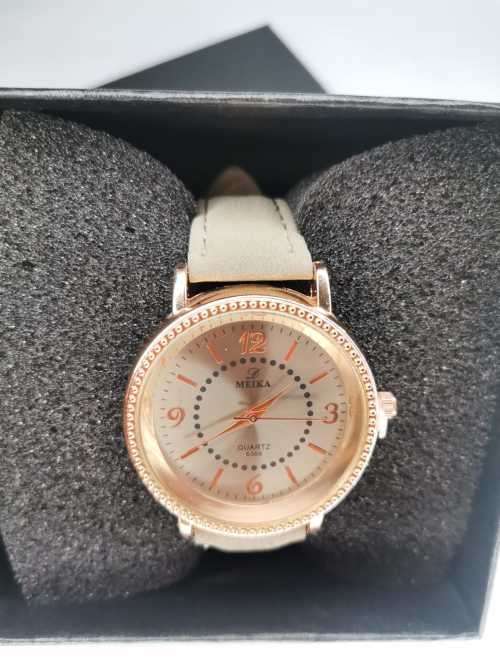MIEKA rose gold/silver face with grey strap fashion watch