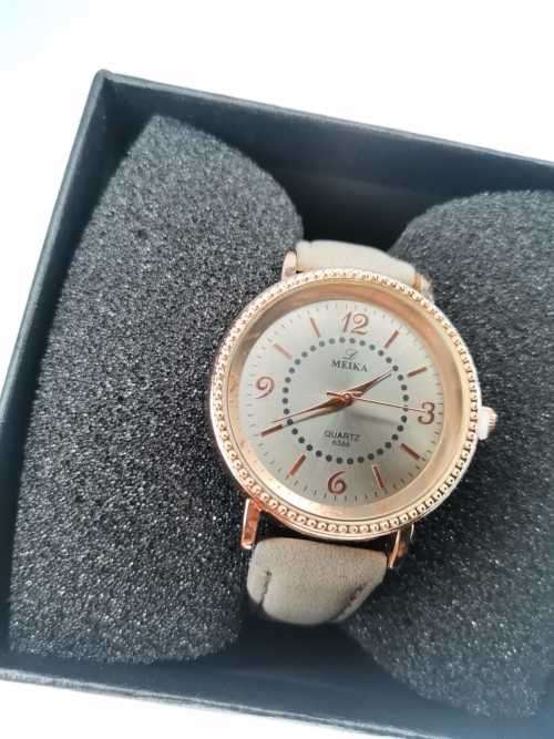 MIEKA rose gold/silver face with grey strap fashion watch