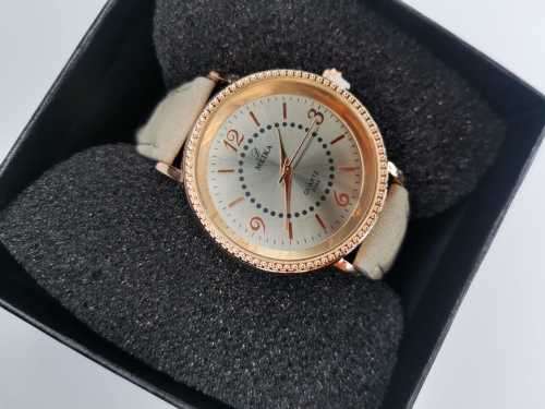 MIEKA rose gold/silver face with grey strap fashion watch