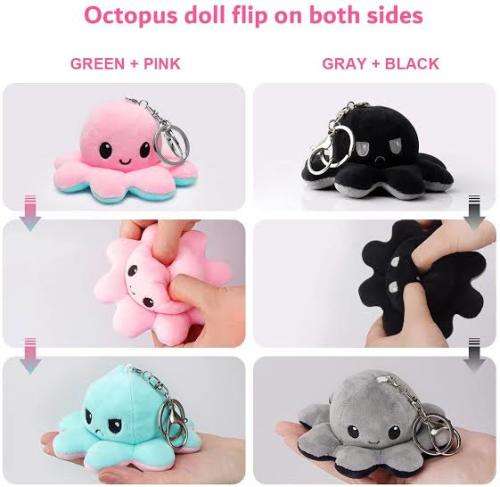 Valentine`s special! Reversible octopus keyring plushie