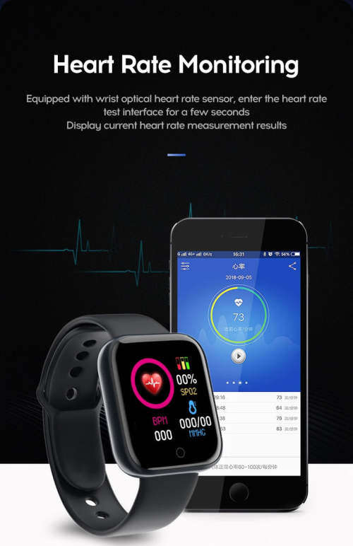 D20 SMART FITNESS WATCH WITH STEPS, CALORIES AND DISTANCE TRACKING, and HP and BP MONITOR