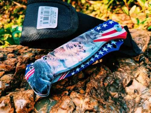 USA WOLFPACK DESIGN FOLDING POCKET KNIFE
