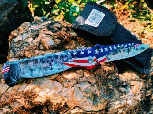 USA WOLFPACK DESIGN FOLDING POCKET KNIFE