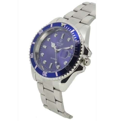 Initial mens turning Bezel Analog wrist watch