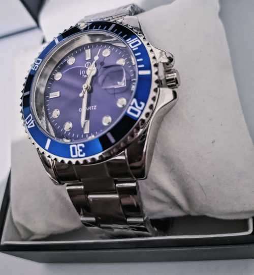 Initial mens turning Bezel Analog wrist watch