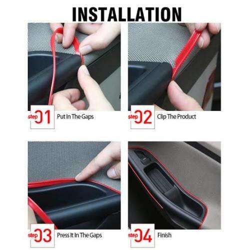 LED Car Interior Atmosphere Glow EL Wire Neon Strip Light (COLOR.: Red)