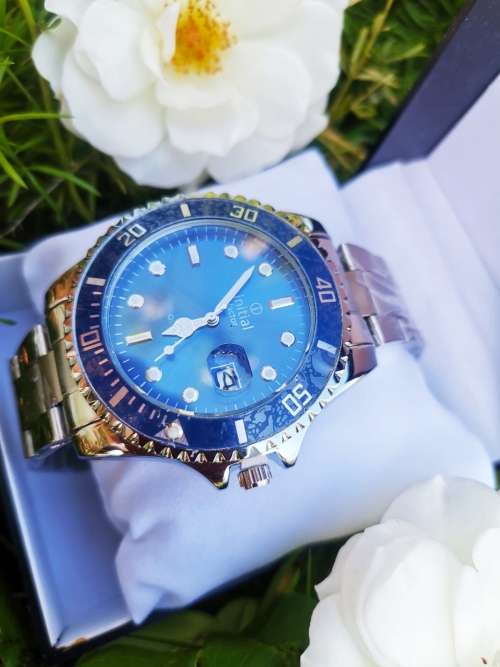 Initial Blue Ocean Rotating Bezel Analog wrist watch
