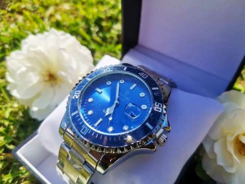 Initial Blue Ocean Rotating Bezel Analog wrist watch