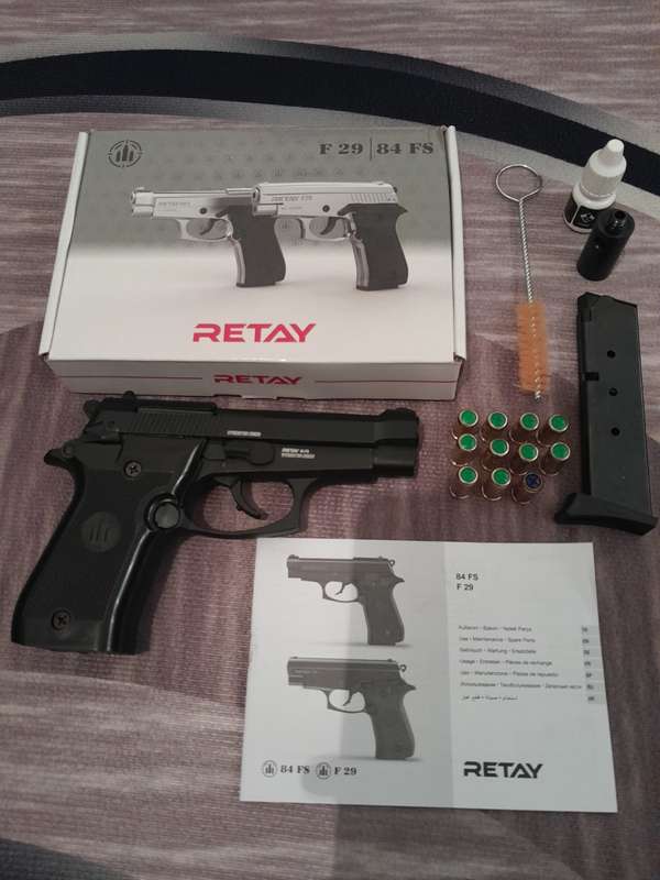 Combo Deal RETRAY 84 FS BLANK PEPPER PISTOL WITH BLANK BULLETS AND TEAR GAS