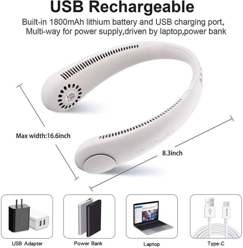 Portable Rechargeable Neck Fan - Pink