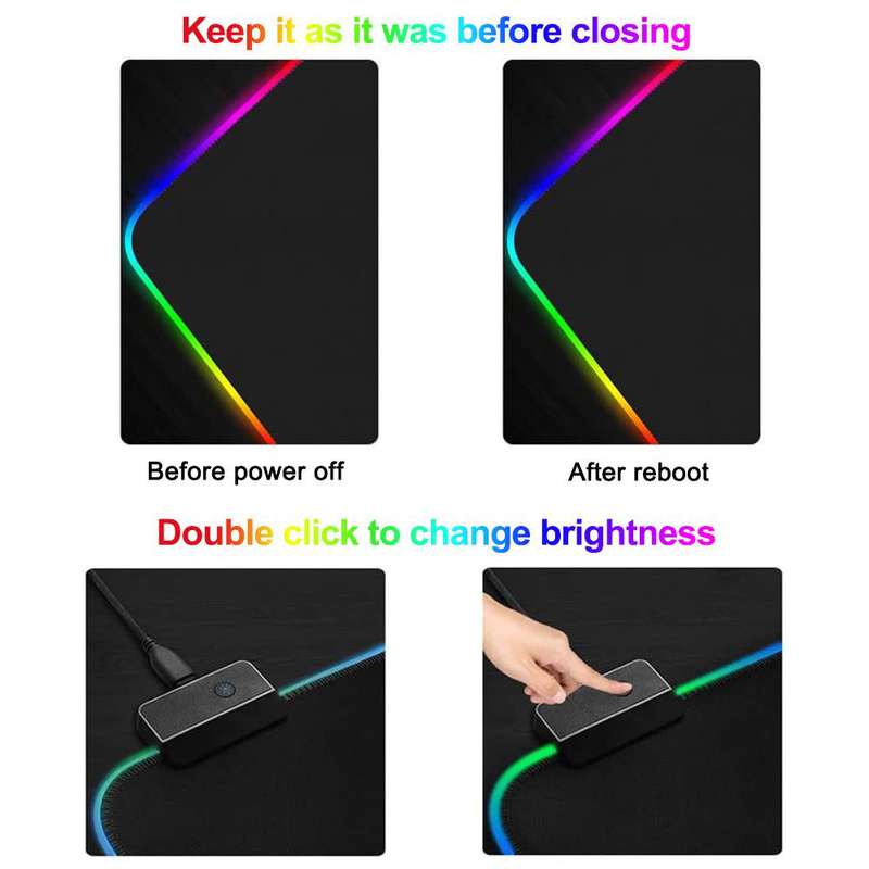 LED RGB Gaming Mousepad Anti-Slip Illuminated 30x25x04cm