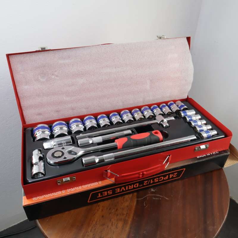 24 Pcs DekeCR-V 1/2" Dr Socket Ratchet Set - (8-32mm)