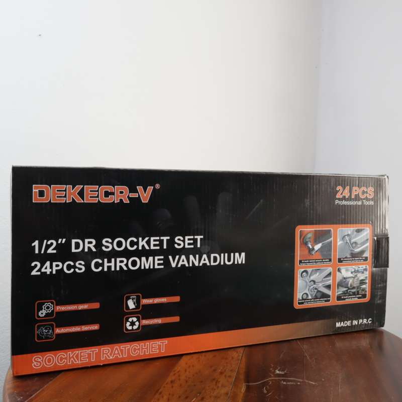 24 Pcs DekeCR-V 1/2" Dr Socket Ratchet Set - (8-32mm)