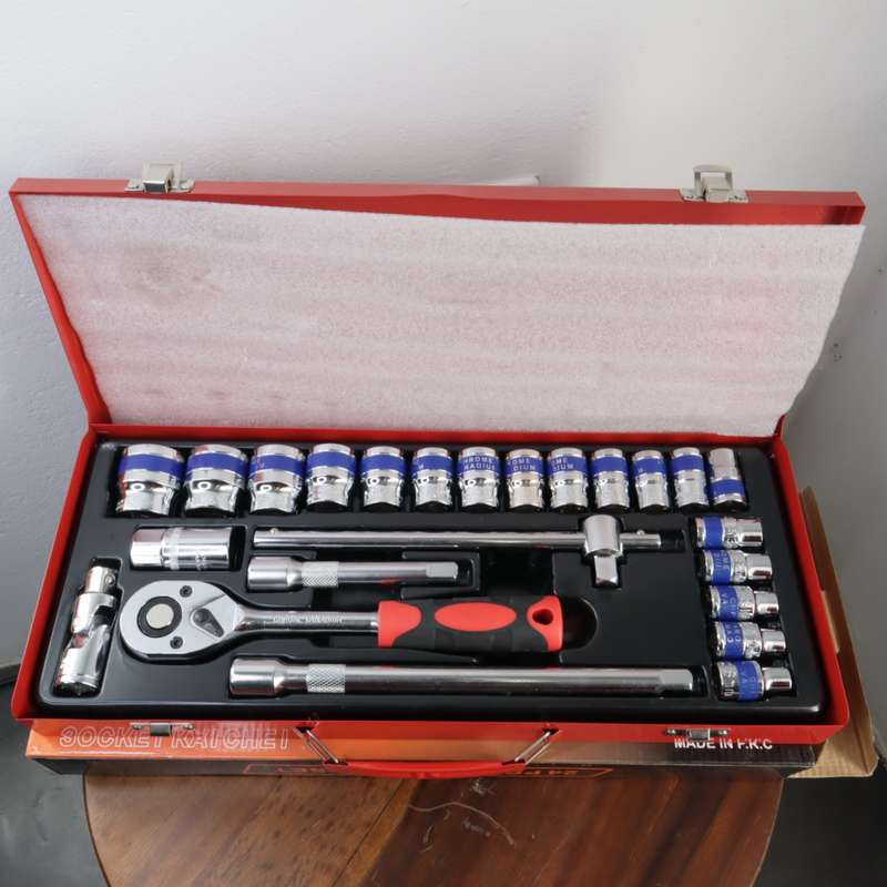24 Pcs DekeCR-V 1/2" Dr Socket Ratchet Set - (8-32mm)