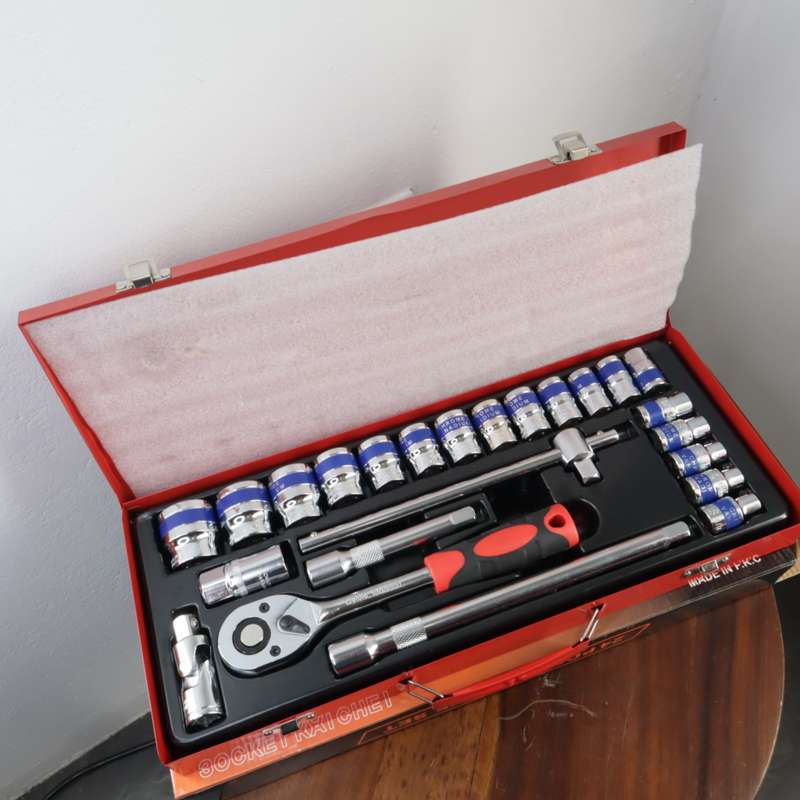 24 Pcs DekeCR-V 1/2" Dr Socket Ratchet Set - (8-32mm)