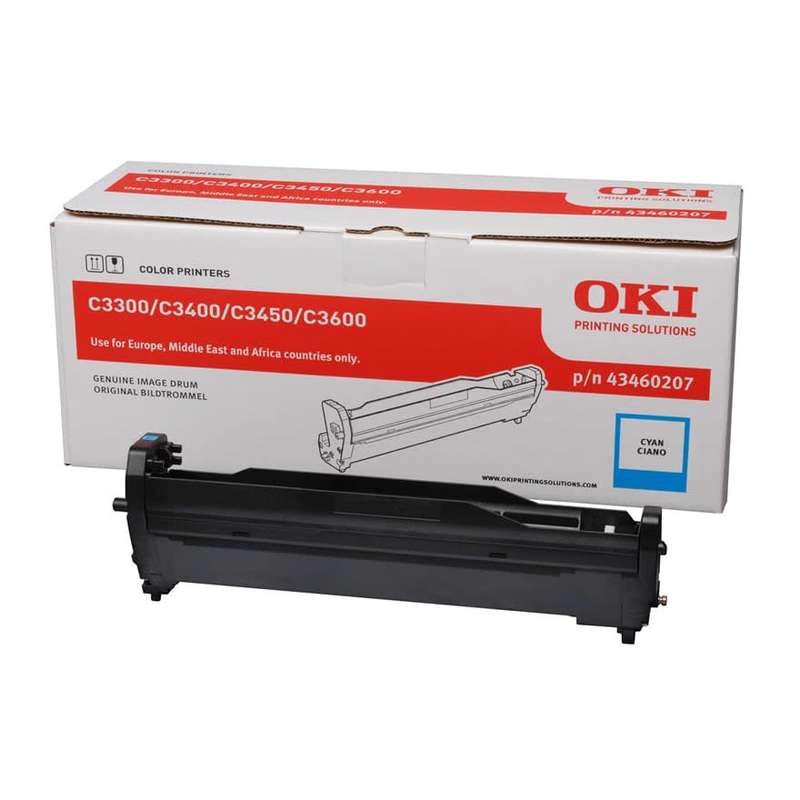 OKI 43460207 CYAN Image Drum (15,000 Pages) for OKI C3300, C3400, C3450, C3600 Printers