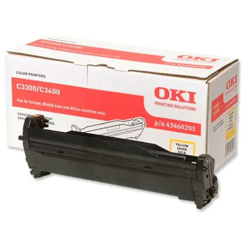 OKI 43460205  YELLOW Image Drum (15,000 Pages) for OKI C3300, C3400, C3450, C3600 Printers