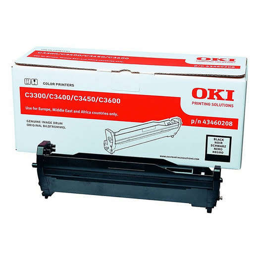 OKI 43460208 BLACK Image Drum (15,000 Pages) for OKI C3300, C3400, C3450, C3600 Printers