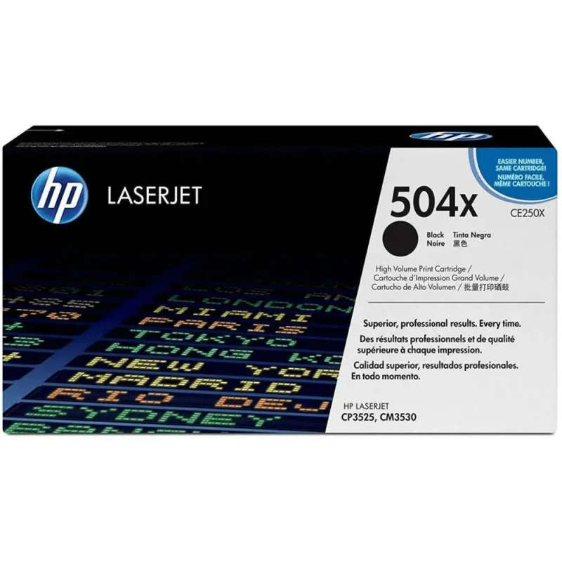 HP 504X (CE250X) Black Toner Cartridge (10,500 Pages) - High Yield