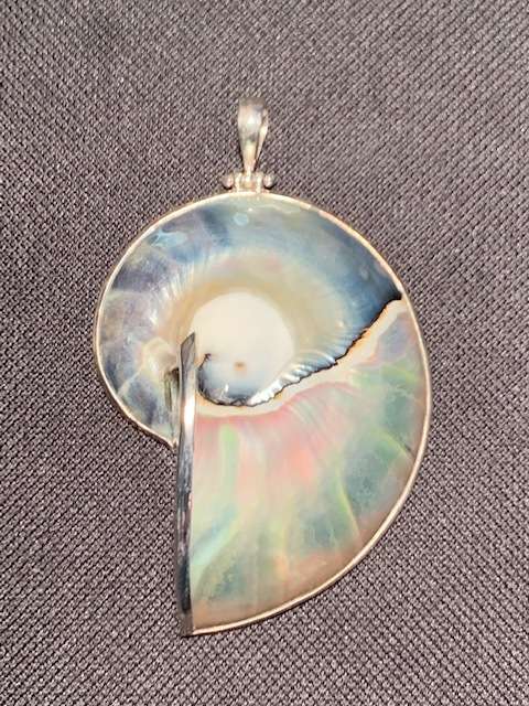 Sterling Silver Designer Chamber Nautilus Shell Pendant