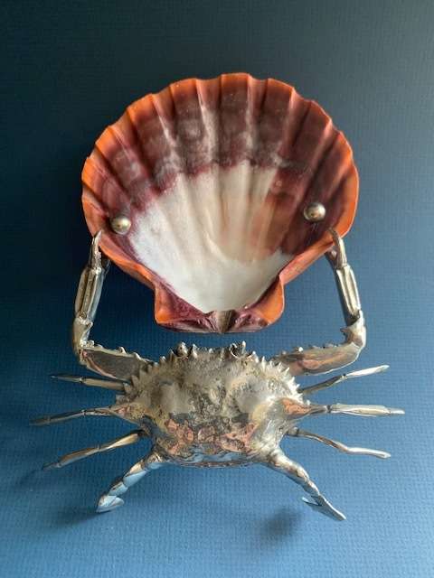 Pewter Crab Jewellery Stand Fish Sea Ocean Beach Figurine Pewter Silver Shell