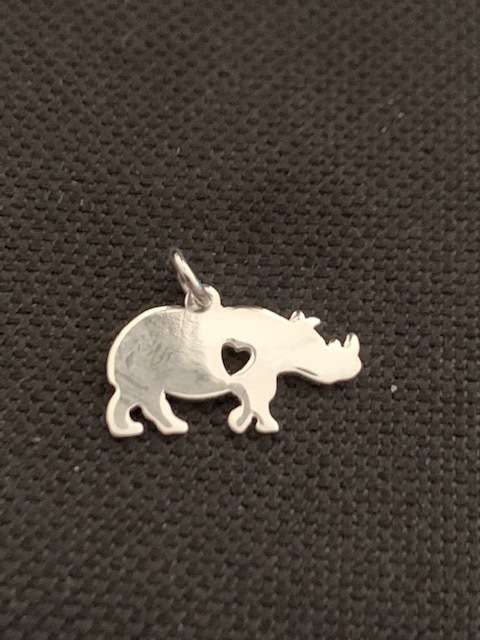 Sterling Silver Rhino Charm Pendant