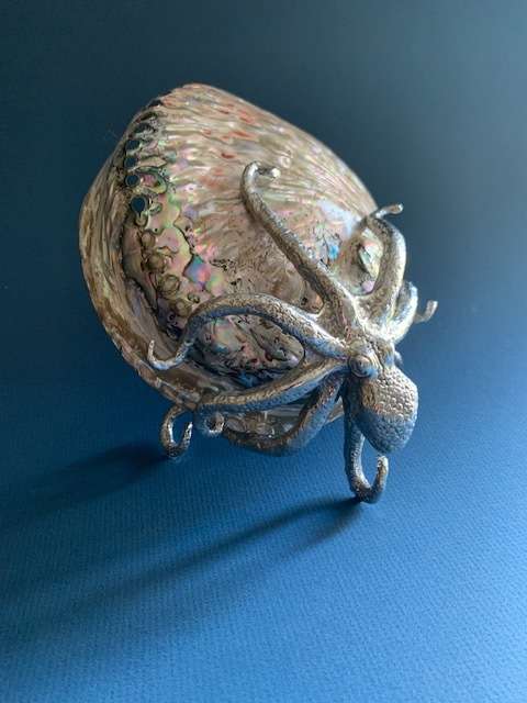 Pewter Octopus Tentacles Fish Sea Ocean Beach Figurine Pewter Shell Abalone