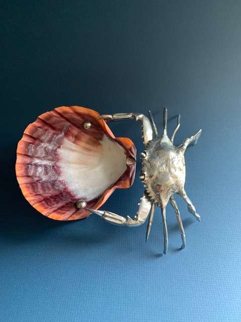 Pewter Crab Jewellery Stand Fish Sea Ocean Beach Figurine Pewter Silver Shell