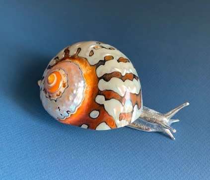 Pewter Snail Sea Ocean Beach Figurine Silver Shell Turbo