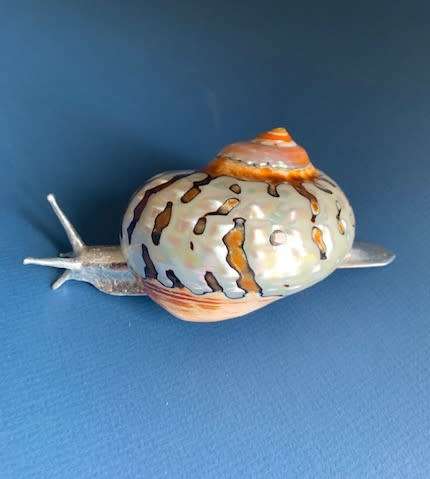 Pewter Snail Sea Ocean Beach Figurine Silver Shell Turbo