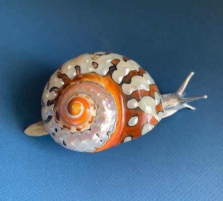 Pewter Snail Sea Ocean Beach Figurine Silver Shell Turbo