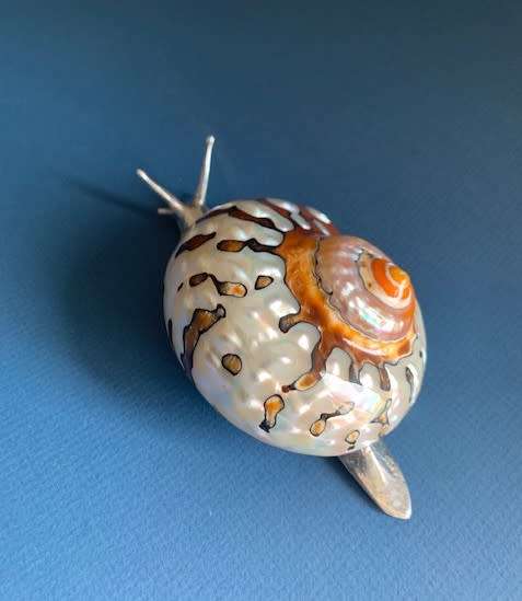 Pewter Snail Sea Ocean Beach Figurine Silver Shell Turbo