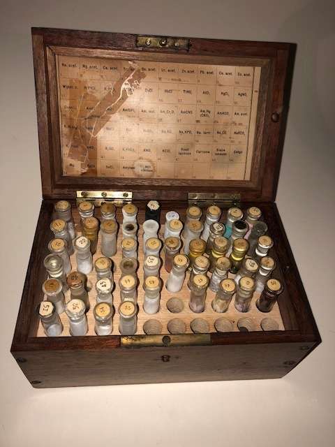 Vintage/Antique Glass bottles Pharmacy Chemistry Science kit set