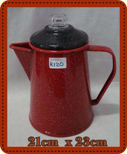Beautiful Red Enamel Coffee Pot.