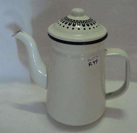 Enamel White Coffee  Pot