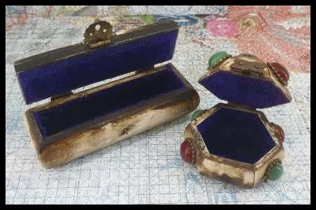 Vintage Jewelry Boxes (SET) Camel Bone