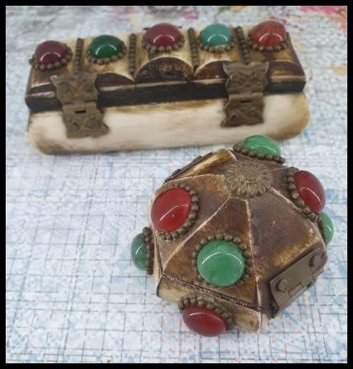 Vintage Jewelry Boxes (SET) Camel Bone