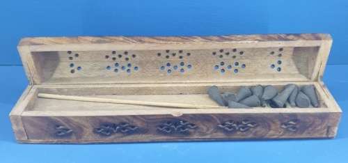 Wooden Indian Rosewood Incense Box Burner and Holder