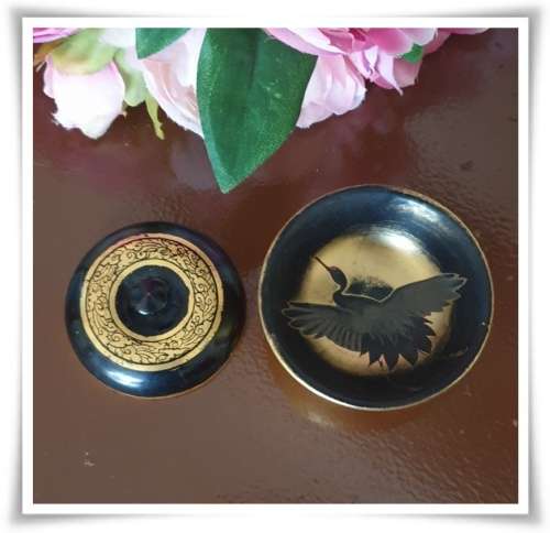 Small Oriental Wooden Trinket Bowl