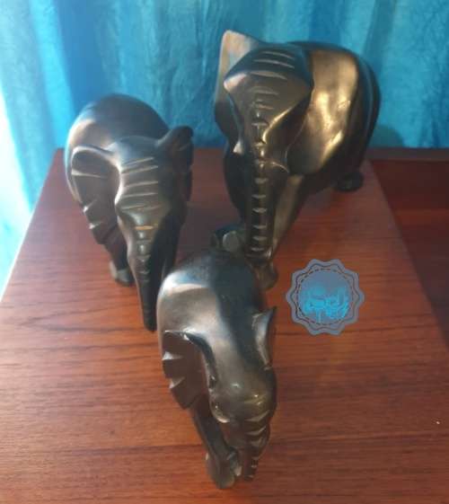 3 Wooden Elephant Ornaments