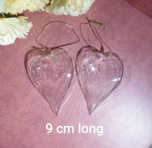 Two Glass Hearts Ornaments  Pot Just for You