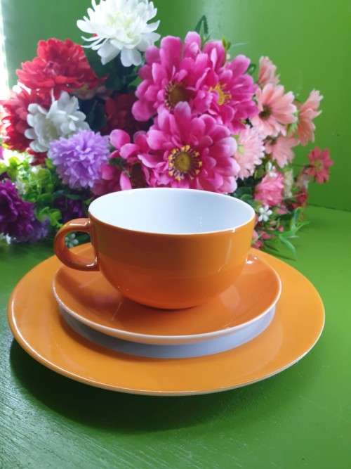 Two Tri Sets  German Coffee Sets (Orange)