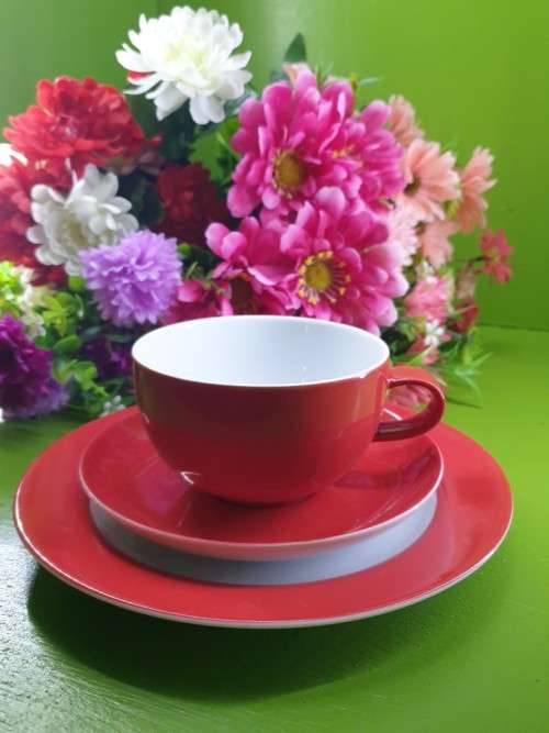 Two Tri Sets  German Coffee Sets (Red)