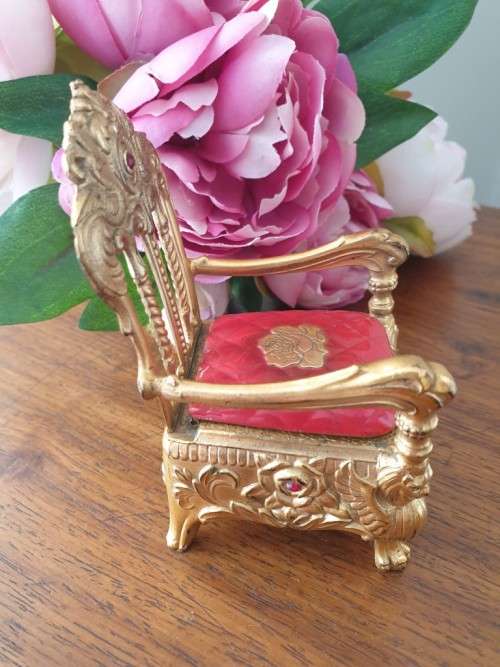 Victorian antique Golden Throne Jewelry chest - Rare find Early 1900s English Antique