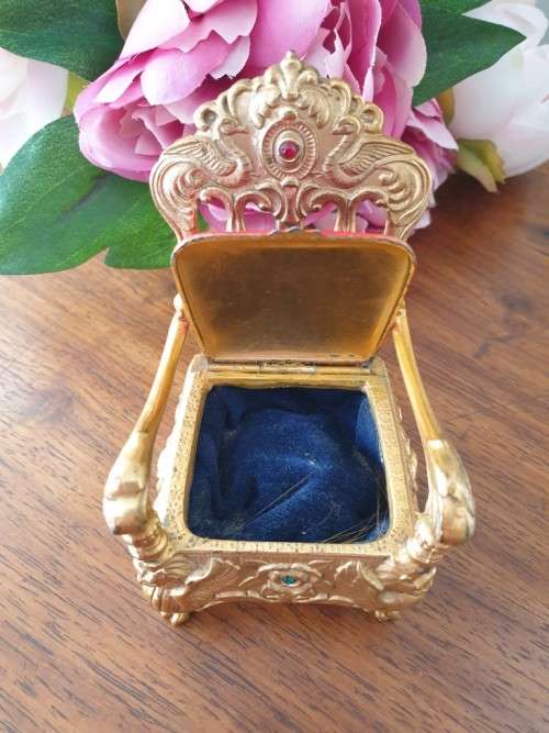 Victorian antique Golden Throne Jewelry chest - Rare find Early 1900s English Antique