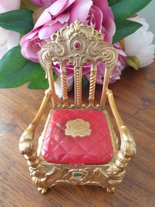 Victorian antique Golden Throne Jewelry chest - Rare find Early 1900s English Antique