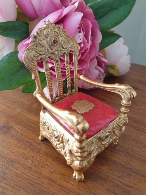Victorian antique Golden Throne Jewelry chest - Rare find Early 1900s English Antique